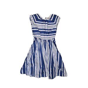 Lands' End Blue and White Cap Sleeve Dress